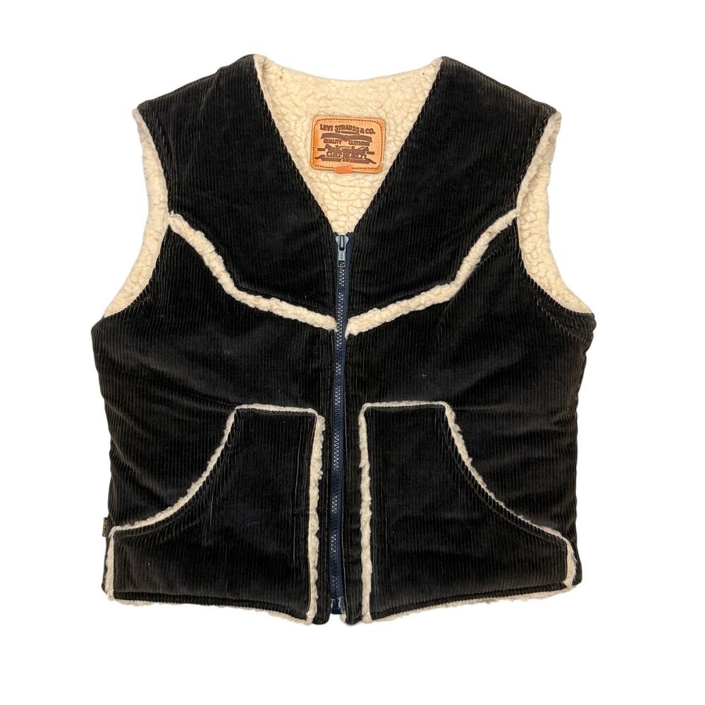 Vintage Levi's Corduroy Sherpa Zip Vest Women’s Small 80s Western Boho Ranchwear